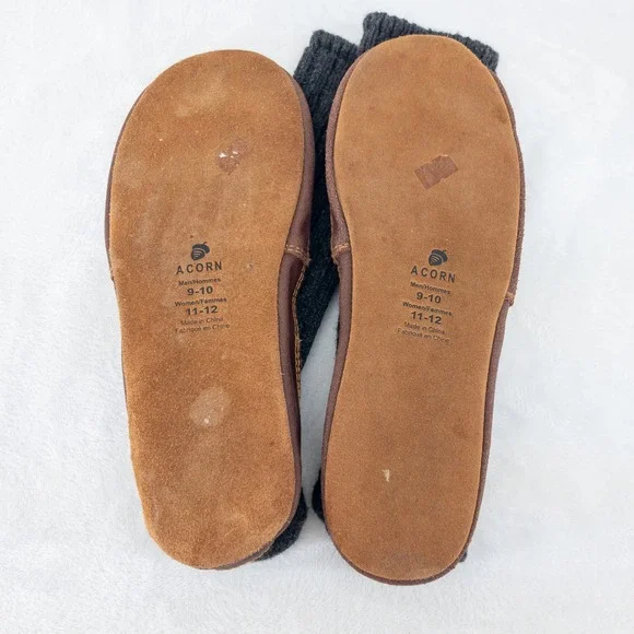 Acorn Slipper Socks Mens Size 9-10 (Womens 11-12) Gray Wool Suede Tall Slouch - Picture 5 of 9